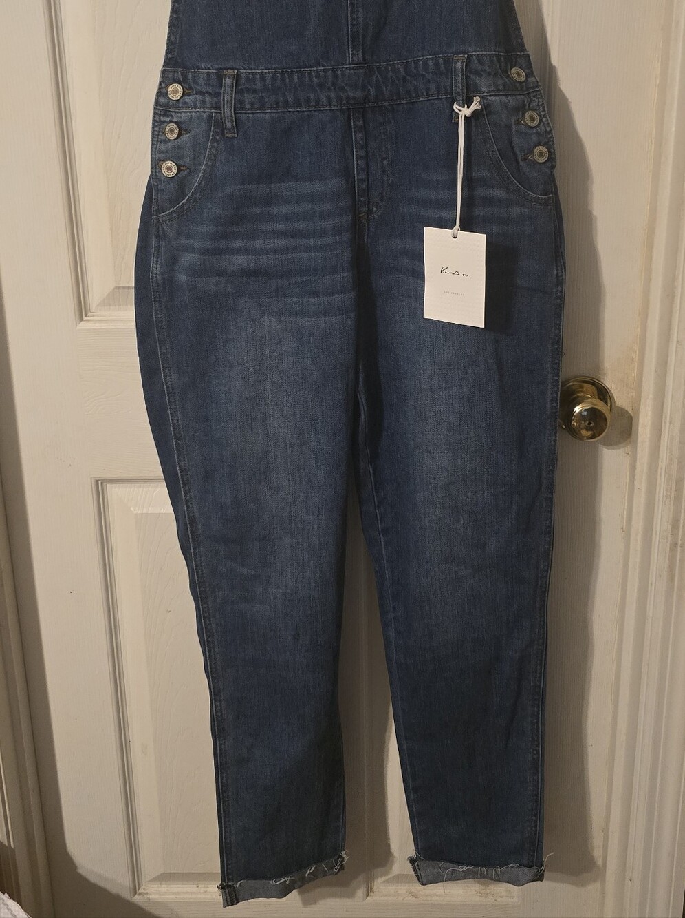 KanCan Jada High Rise Denim Overalls Medium NWT Racerback Dark Wash KC5180D